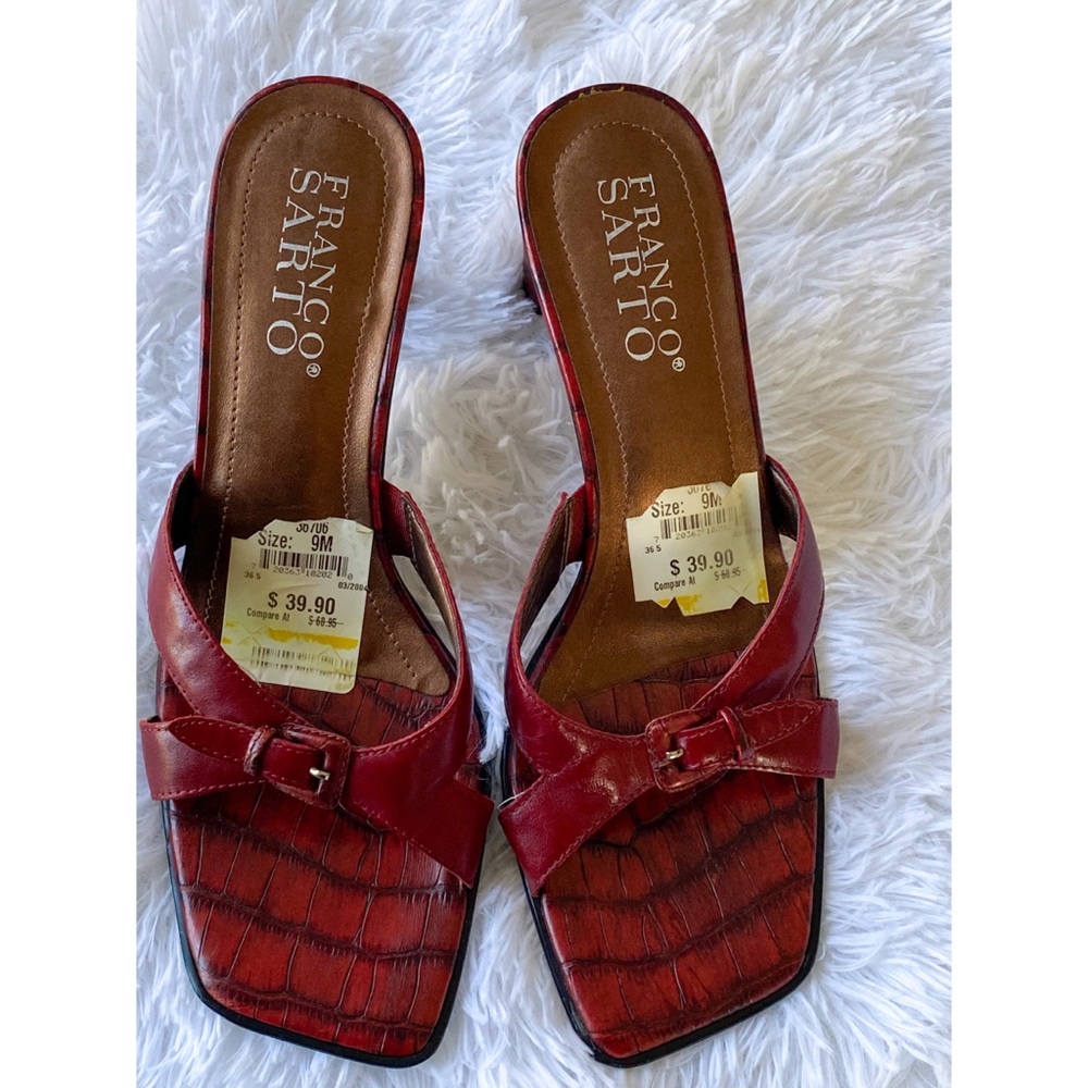 Franco Sarto squared toe high heeled sandals 9M - Picture 2 of 9